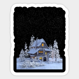 Christmas house, New Year Sticker